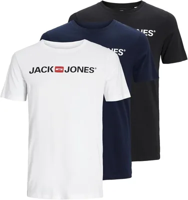 T-shirts JACK & JONES Pack de 3 pour hommes, KL-Bleu - Meilleur prix