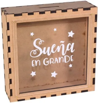 Contimex Alcancía de Madera Sueña en Grande, 23 cm x 23 cm x 7 cm (MDF) - Mejor Oferta