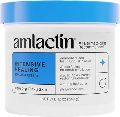 AmLactin Intensive Healing Cream 12 oz - Exfoliating Moisturizer for Dry Skin