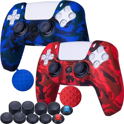 حماية غطاء سيليكون لنقل الطباعة لـ PlayStation 5 مع 10 مقبضات إصبع - 9CDeer