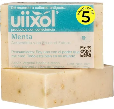 Uiixol Jabones Artesanales en Barra con Aceite Esencial de Menta | Pack de 5 Jabones Naturales con A
