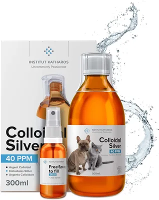 Colloidale Zilver Antiseptisch 300 ml Fles & Spuit All-in-1 Behandeling: Honden & Katten ● Huidproblemen Verlichting (Jeuk, Allergie, Hoest)
