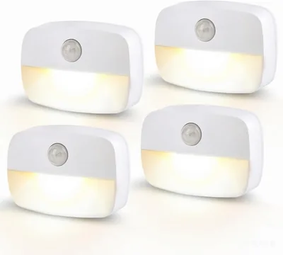 Motion Sensor Night Light (4 Pack) Warm White Stick-On LED Lamps