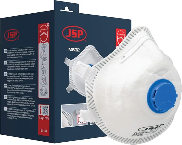 JSP M632 FFP3 Mask with Valve (Pack of 10) - Dust Mask - Fine Dust Mask