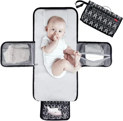 Lekebaby Portable Nappy Changing Mat Black