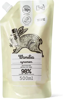 YOPE Mydło do rąk wanilia i nawilżający cynamon 500 ml, wegańska formuła z aloesem
