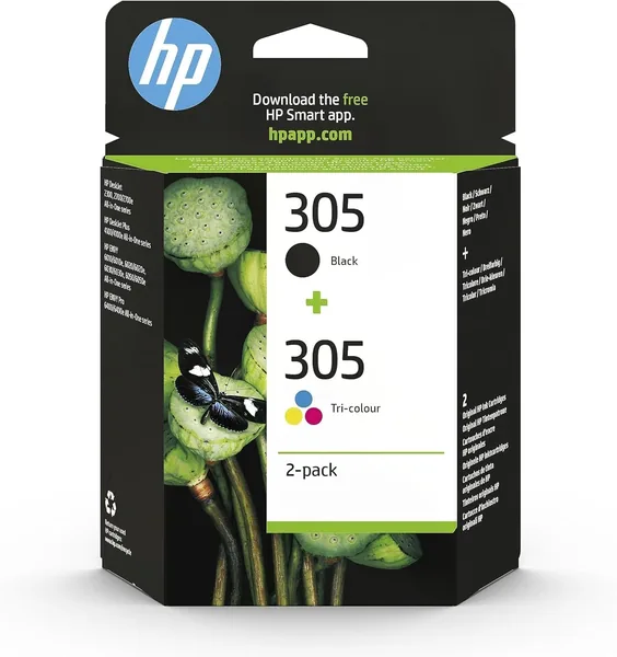 HP 305 Black/Tri-color Original Ink Printer Cartridges Combo (X4D37AE)