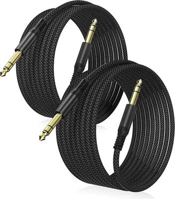 Elebase Cable Jack Guitarra TRS 3M 2Pack, Cable para Instrumentos 1/4 inch | Cordón Balanceado Audio Estéreo 6.35mm Macho