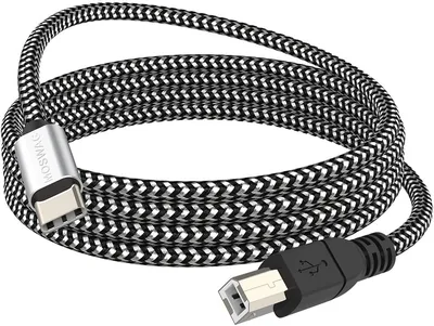 Cable MOSWAG USB B a USB C, 480 Mbps, 1M, Cable MIDI Impresora, Nylon Trenzado con Housing de Aluminio, para Impresora, Teclado MIDI