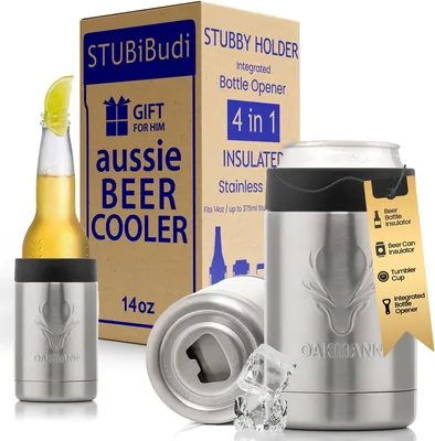 OAKMANN Stubby Holder Beer Cooler & Bottle Opener