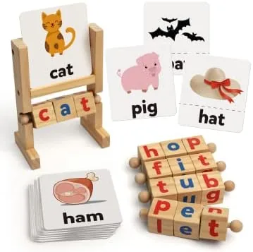 Coogam Color Blocks Spelling Games - Wooden Puzzle for Kids