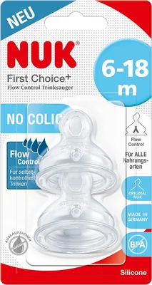 Nuk 10125030 Smoczek Przezroczysty dla dzieci od 6 do 18 miesięcy, 2 sztuki
