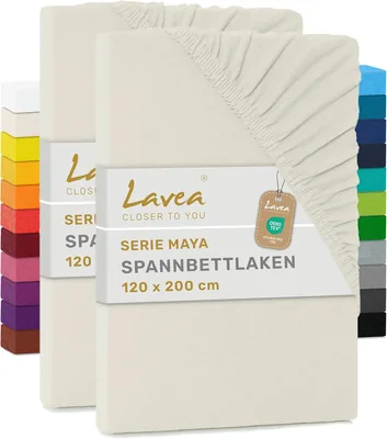 Set von 2 Passformblätter, Maya-Serie, Doppelpack, 120 x 200 cm, Creme-Weiß, 100% Baumwolle, Hochwertig - Best Deal
