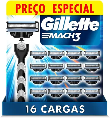 Gillette Mach3 - Refil Para Barbear, 16 Unidades | 43% de Desconto