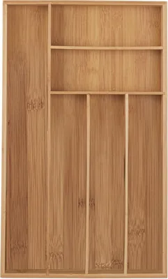 Relaxdays Bambus Kjøttnålingskasse med 6 Deler Indenfor, Smal Insert, Kjøttnålingslagring, Utensilbok, Natura - 28% Off