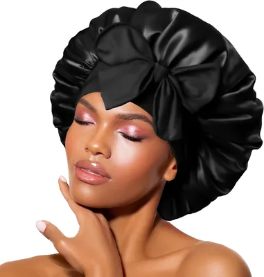 BONNET QUEEN Satin Kap Met Verstelbare Satijn Voering voor Dames - Zwart
