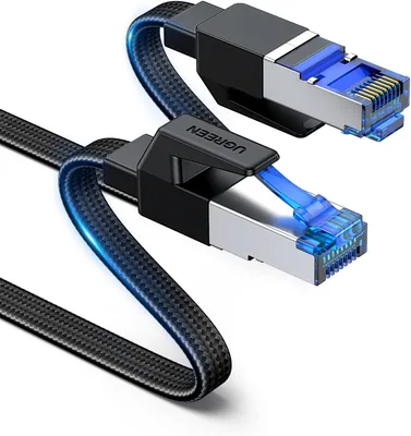 UGREEN Cat 8 Netzkabel, flach, 40000 Mbit Ethernet Kabel, POE FTP LAN Kabel, Gigabit RJ45 Internetkabel, kompatibel mit