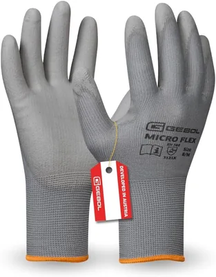 Gebol Nano Flex 1 Paar Herren Arbeitshandschuhe, Atmungsaktive Montagehandschuhe mit PU-Beschichtung für präzise Empfindlichkeit und Sicherheit