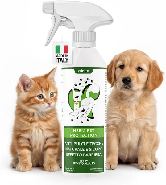 CLOSTER Neem Spray 500ml - Repellente Insetticida per Gatti e Cani