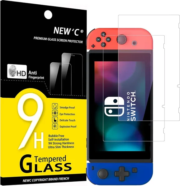 Protection d'écran en verre trempé 'C' x 2 pour Nintendo Switch - Anti-rayures et anti-bulles - Ultra résistant - Meilleure offre