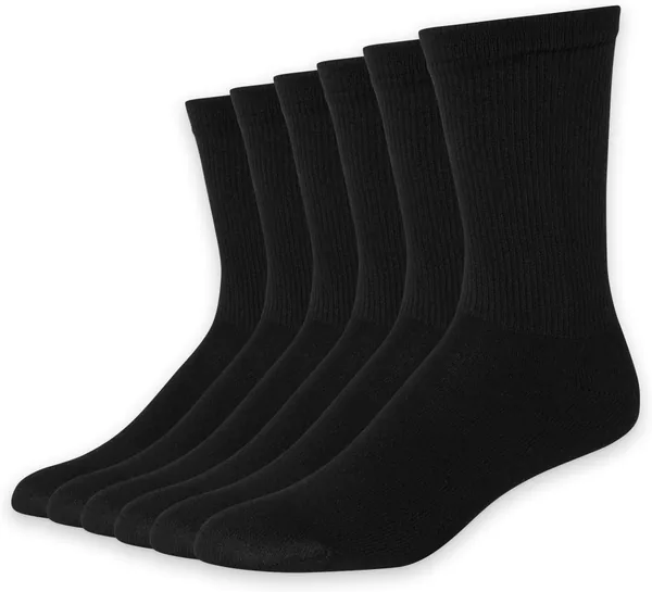 Hanes Men's Red Label Pack of 6 Cushion Crew Socks
