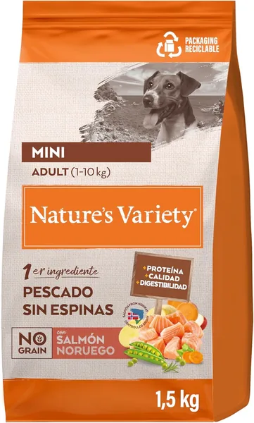 Nature's Variety No Grain Adult Dog Food with Mini with Norwegian Salmon - 1.5 kg