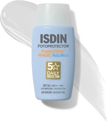 ISDIN Fotoprotector Fusion Water Pediatrics SPF 50, Protector Solar Facial para Niños, Textura Ultraligera, No Irrita los Ojos