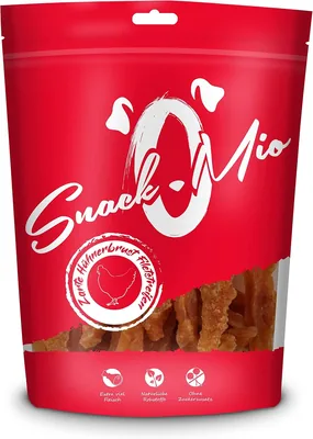 SnackOMio - Traitement Premium pour Chiens - Lanières Tendres de Poitrine de Poulet Sans Grain, 1 Paquet (1 x 70g) - 94% de Réduction