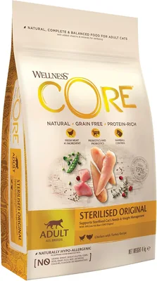Wellness CORE Original Sterilized 4kg, Kip/Turkse Mix voor Steriliseerde Katten - Droog Voer, Graanvrij, Natuurlijk, Hypoallergeen