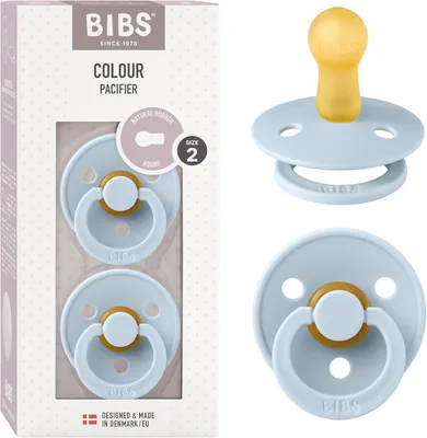 BIBS Näringspacifier 2 Pack, BPA-Fritt, Symmetrisk Sucker. Naturligt Rubberlat, Produkter i Danmark, Size 2 (6-18 månningar), Baby