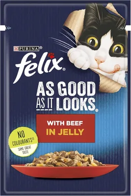 طعام قطط Purina FELIX كما يبدو جيداً مع لحم البقر في الجيلي، 85 جم - أفضل سعر