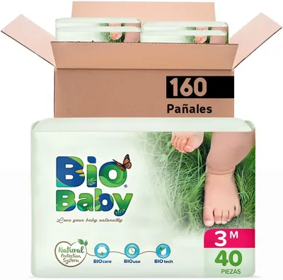 Pañales Bio Baby Bebé Talla 3 Mediano 160 Unidades, Color Variado