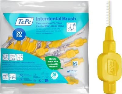 TePe Interdental Bor Original Yellow 0.7mm / ISO 4 20 Stk. Effektiv tandmellreiniging bort plack mellan tänder med medium avstånd
