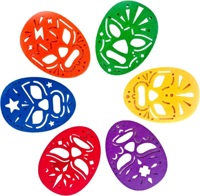 Presente México | Portavasos Rudos de Mesa con 6 Piezas, Figuras de Luchadores, Lucha Libre Mexicanos - Set de 6 Máscaras Colores