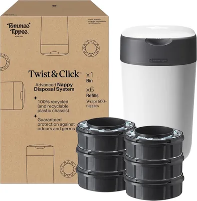 Tommee Tippee Twist and Click Advanced Nappy Bin Starter Set Best Deal
