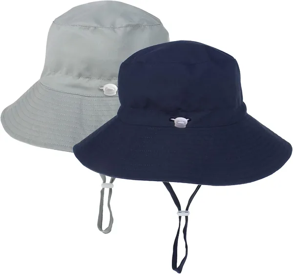 LO SHOKIM Baby Sun Hat Toddler UPF 50+ Summer Wide Brim Beach Hat, Small/Large/XL Pack of 2
