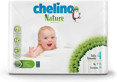 Chelino Nature Pañales para Bebé Talla 4 (9-15 kg), 204 Unidades - 9% de Descuento