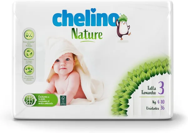 Chelino Natur Pañales para Bebé Talla 3 (4-10 kg), 216 Unidades