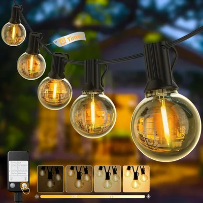 Catena Luminosa Esterna Yuusei 30 m con Regolatore Dimmer, Impermeabile IP45, 37+2 Globi G40 Resistenti ai Colpi