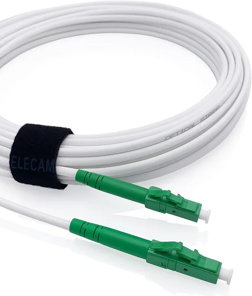 Elfcam Fibre Optic Cable Simplex LC/APC 8 to LC/APC 8 Connector, 9/125 m OS2 Patch Cable LSZH, FTTH Fibre Optic Cable