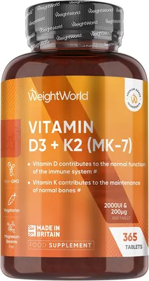 365 Vitamin D3 & K2 2000 IU + 200mcg Tablets - Best Deal