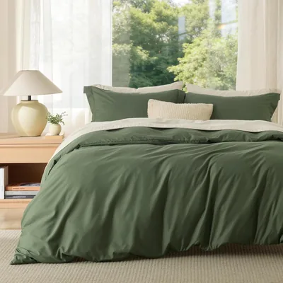 Bedsure King Duvet Cover 3 Pcs Olive Green
