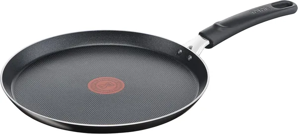 Tefal Pancake Pan | Inte Induktion | 25 cm | Black | Non-Stick Coating | Temperatüdsmärk Thermo-Signal | Enkelt att laga & räka