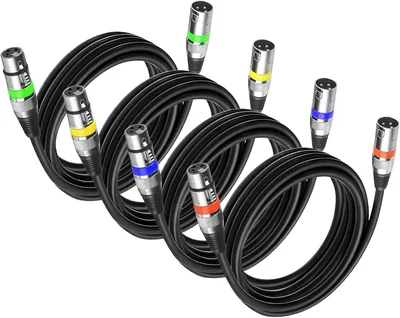 Câbles XLR 3 m, 4 Pack - Connecteur DMX 3 Pins, Meilleures Offres
