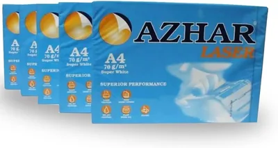 ورق نسخ AZHAR أ4 اقتصادي بلاستيك - 70 جم - عبوة من 5