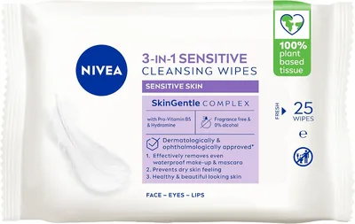 NIVEA Sensitive Biodegradable Wipes 25 Pack