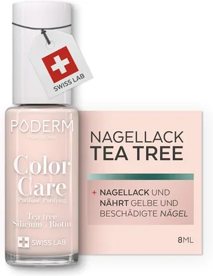 PODERM - Teebaum Nagellack Farbpflege Hellrosa - Verbessert das Aussehen gelber oder brüchiger Nägel - 2in1 Pflege - Made in S