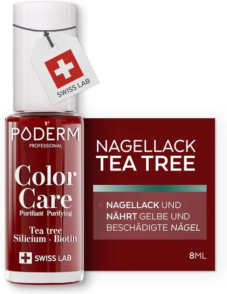 PODERERM Tea Tree Nail Polish Colour Care Allura Red 2 in 1 Care Switzerland
