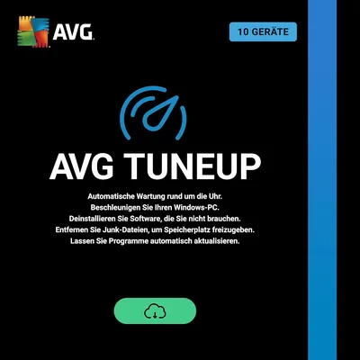 AVG TuneUp 2024 - Unverschrotten Sie Ihren Computer und beschleunigen Sie ihn - für Windows, Mac OS, iOS und Android | 10 Geräte | 1 Jahr | PC/Mac