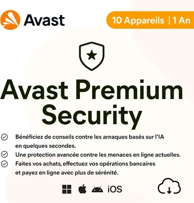 Avast Premium Security 2026 | 10 appareils | Antivirus | 1 An | Activation par email